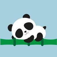 Panda mignon dormant sur du bambou pour autocollant, carte, emballage de t-shirt d'invitation d'anniversaire décoration de chambre d'enfant vecteur