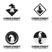 modèle vectoriel de conception de logo de silhouette de cheval de chevalier d'échecs noir