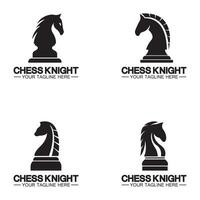 modèle vectoriel de conception de logo de silhouette de cheval de chevalier d'échecs noir
