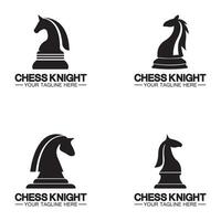 modèle vectoriel de conception de logo de silhouette de cheval de chevalier d'échecs noir