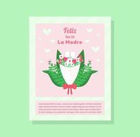 conception de modèle de carte de voeux fête des mères plat feliz dia de la madre vecteur