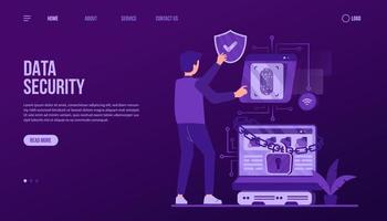 modèle de page de destination de la sécurité des données vecteur