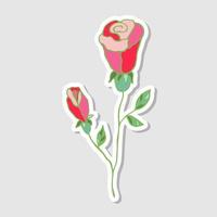 illustration d'une rose rose. autocollants avec des fleurs pour l'album. beaux autocollants floraux. style doodle. dessiner des fleurs lumineuses. illustration vectorielle. vecteur