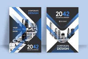 Modèle de conception de couverture de livre Business Business Blue City moderne vecteur