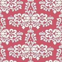 ornement damassé blanc sur motif sans soudure de fond rose. texture décorative d'ornement islamique. couleur rose, blanche. texture décorative d'ornement islamique. pour tissu, papier peint, emballage. vecteur