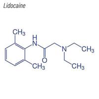 formule squelettique vectorielle de la lidocaïne. molécule chimique du médicament. vecteur