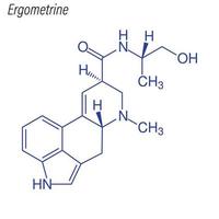 formule squelettique vectorielle de l'ergométrine. molécule chimique du médicament. vecteur