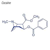 formule squelettique vectorielle de la cocaïne. molécule chimique du médicament. vecteur