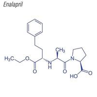 formule squelettique vectorielle de l'énalapril. molécule chimique du médicament. vecteur