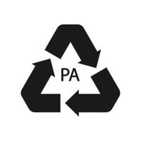 symbole de recyclage plastique pa polyamide, illustration vectorielle vecteur