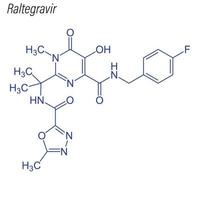 formule squelettique vectorielle du raltégravir. molécule chimique du médicament. vecteur