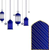 fond de bannière islamique ramadan kareem avec lanterne de mosquée étoile de lune motif croissant. vecteur