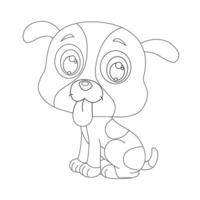 mignon, chiot, chien, contour, coloration, page, pour, enfants, animal, coloration, page, dessin animé, vecteur, illustration vecteur