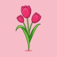 bouquet de tulipes, illustration d'icône de fleurs vecteur