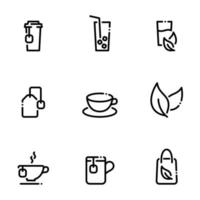 ensemble d'icônes noires isolées sur fond blanc, sur le thème des boissons non alcoolisées vecteur