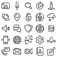 ensemble d'icônes noires isolées sur fond blanc. icônes sociales et communicatives vecteur
