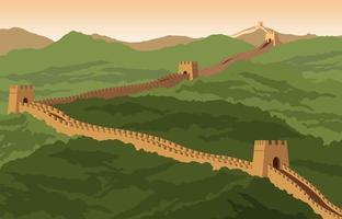 grande muraille, monument célèbre et patrimoine du monde et de la chine vecteur
