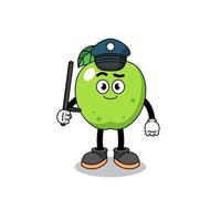 illustration de dessin animé de la police de la pomme verte vecteur