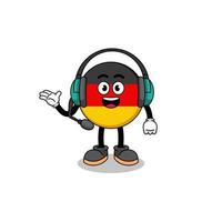 mascotte illustration du drapeau allemand en tant que service client vecteur