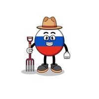 mascotte de dessin animé du fermier du drapeau de la russie vecteur