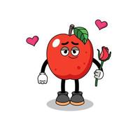 mascotte de pomme tombant amoureuse vecteur