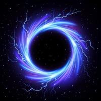 vortex de trou noir avec éclair à l'extérieur, illustration vectorielle de concept scientifique