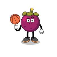 illustration de mangoustan en tant que joueur de basket vecteur