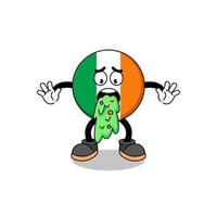 drapeau de l'irlande mascotte dessin animé vomissements vecteur