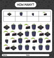 combien de jeu de comptage blackberry, dewberry, sureau. feuille de travail pour les enfants d'âge préscolaire, feuille d'activité pour enfants, feuille de travail imprimable vecteur