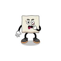 illustration de personnage de tofu avec la langue qui sort vecteur