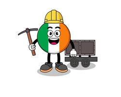 mascotte, illustration, de, irlande, drapeau, mineur vecteur