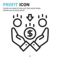 vecteur d'icône de profit avec style de contour isolé sur fond blanc. illustration vectorielle gagnant signe symbole icône concept pour les affaires numériques, la finance, l'industrie, l'entreprise, les applications, le web et le projet