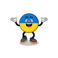 Caricature du drapeau ukrainien à la recherche d'un geste heureux vecteur