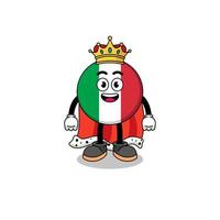 illustration de la mascotte du roi du drapeau italien vecteur
