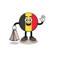 dessin animé du drapeau belge shopping vecteur