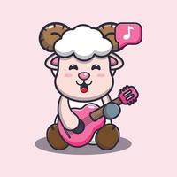 mignon, mouton, jouer guitare, dessin animé, vecteur, illustration vecteur