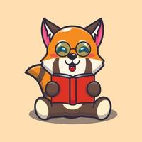 panda rouge mignon lisant un livre illustration vectorielle de dessin animé vecteur
