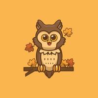 personnage de dessin animé de mascotte de hibou mignon vecteur