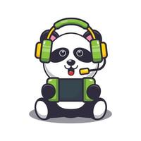 panda mignon jouant à un jeu illustration vectorielle de dessin animé vecteur