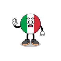 illustration de dessin animé de drapeau italie faisant la main d'arrêt vecteur