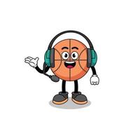 illustration de mascotte de basket-ball en tant que service client vecteur