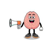 illustration de dessin animé de cerveau tenant un mégaphone