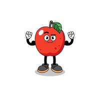 caricature de mascotte de pomme posant avec muscle vecteur