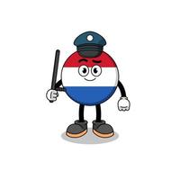 illustration de dessin animé de la police du drapeau néerlandais vecteur