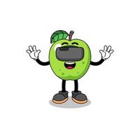 illustration de pomme verte avec un casque vr vecteur