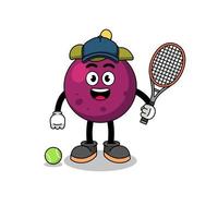 illustration de mangoustan en tant que joueur de tennis vecteur