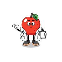 mascotte de dessin animé de docteur pomme vecteur