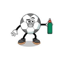 ballon de football illustration dessin animé tenant un anti-moustique vecteur