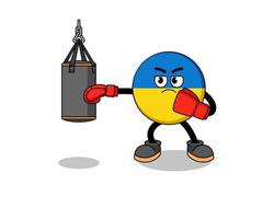 illustration du boxeur drapeau ukraine vecteur