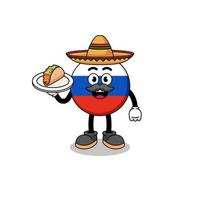 caricature de personnage du drapeau de la russie en tant que chef mexicain vecteur